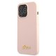 Guess iPhone 13 Pro / 13 vāciņš Silicone Script Gold Logo Gaiši rozā