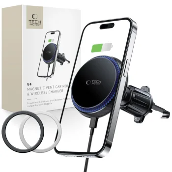 Tech-Protect MM15W-V4 MagSafe 15W Car Holder & Charger Black