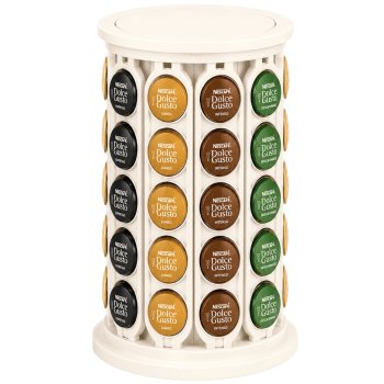 Rotating Coffee Capsule Stand, 40 Capsules, White