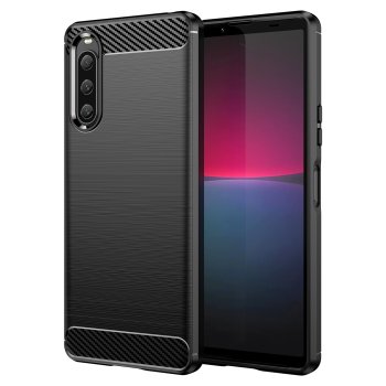 Sony Xperia 10 V Carbon Flexible Cover TPU Case, Black