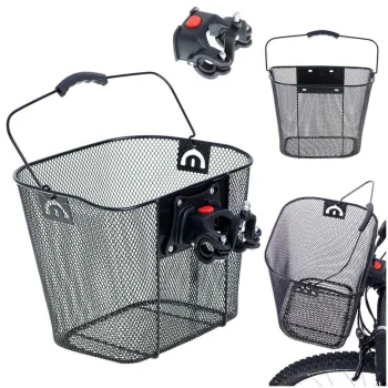 RALLEX Front Bicycle Basket, Aluminum, Click System, Black
