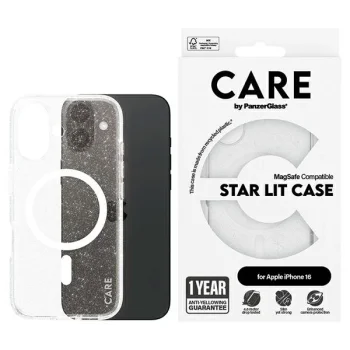 PanzerGlass iPhone 16 Case CARE Flagship Star Lit, White (MagSafe)