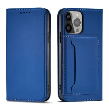 Atverčiamasis dėklas Magnet Card Case telefonui Samsung Galaxy S23 su pinigine ir stovu, mėlynas