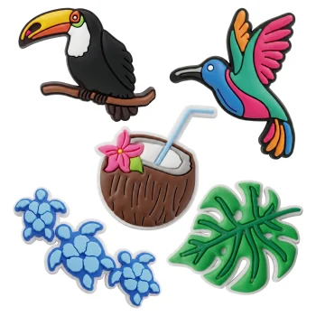 TFO 3D Stickers Tropical birds, Set of 5 pcs