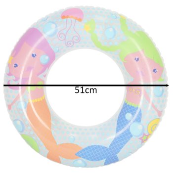Inflatable swim ring for kids, mermaid design, 51 cm, 60 kg, BESTWAY 36113