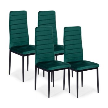 Velvet Dining Chairs Set of 4 with High Back for Kitchen & Living Room, Green