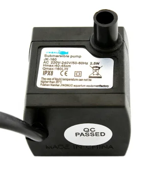 Submersible Aquarium Pump AG80B, 160 l/h, Black