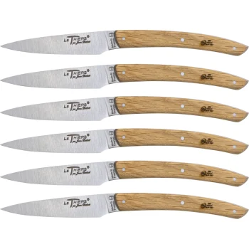 Laguiole Jean Dubost Table Knife Set 6 pcs, Oak Wood