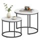 Round Nested Coffee Table Set of 2 Marble Effect, Black