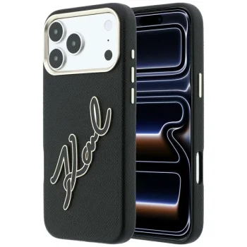 Karl Lagerfeld Smooth Big Resin Signature Logo Case for iPhone 18 / 17 Pro Max - Black