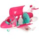 Foldable Doll Airplane Playset with Flight Attendant & Accessories, Pink