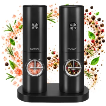 Electric Salt and Pepper Grinder Set Zortiva, 2 Pcs, Black