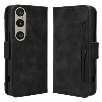 Sony Xperia 1 VI Wallet Design Multiple Card Slots Stand Leather Phone Case Cover, Black