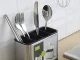 Cutlery Drainer 4 Compartments with Drip Tray, Silver/Black