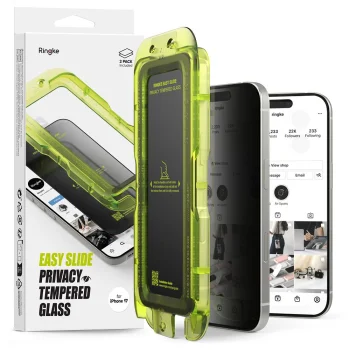 Ringke iPhone 17 Screen Protector Easy Slide Privacy 2-pack, Black