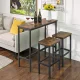 Leobert Industrial Bar Table with 2 Stools, Brown/Black