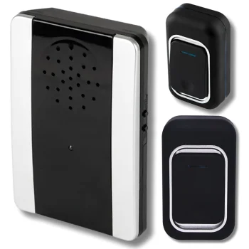 Wireless Doorbell with 2 Push Buttons, 300m Range, Waterproof, Black