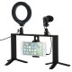 Puluz Dual Handle Vlog Kit Stand with LED Lamp and Microphone for Smartphone
