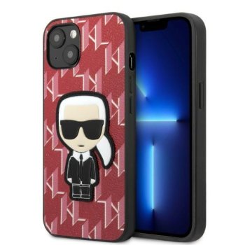 Apple iPhone 13 6.1" Karl Lagerfeld Monogram Ikonik Patch Case Cover (Klhcp13mpmnikpi), Red