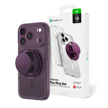 AmazingThing Titan Pro Pop Lens Case for iPhone 18 Pro with Camera Cover and Stand, Purple