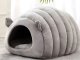 Plush pet bed cocoon with soft cushion for dogs and cats, 50x40x35 cm, grey