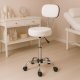 Adjustable Swivel Stool with Backrest on Wheels ModernHome, White