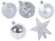 Christmas Tree Baubles Set 100 pcs + Star, Silver