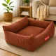 Soft Corduroy Dog and Cat Bed M (60x45cm), Brown