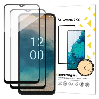 Wozinsky Tempered Glass for Nokia G22, Full Glue, 9H, 2-Pack, Black Frame