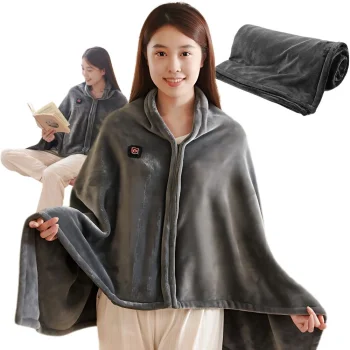 USB Heated Blanket Hoodie, 140x70 cm, 3 Heating Modes, Grey