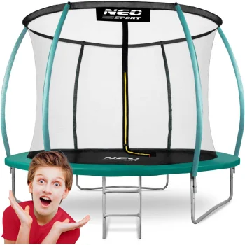 Neo-Sport NS-08C181 Garden Trampoline 252 cm with Inner Net and Ladder, Green