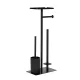 Modernhome Bathroom Stand with Toilet Paper Holder and Brush, Black