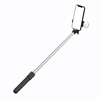 Telescopic Selfie Stick and Tripod WR1YXS with LED Light, 0.71m - Black