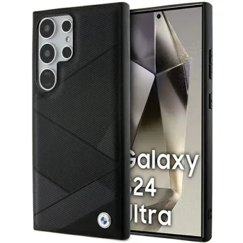 BMW Samsung Galaxy S24 Ultra Case Signature Leather Crossing Lines, Black