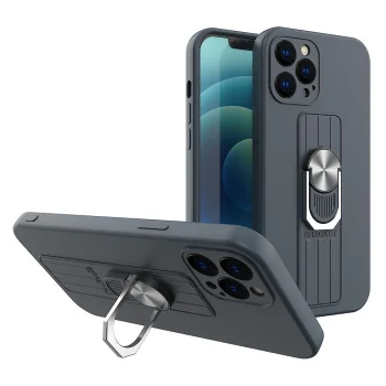 Silicone Case with Ring Grip and Kickstand for Samsung Galaxy A72 4G, Dark Blue