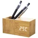 Wooden Desk Organizer with Digital LED Clock