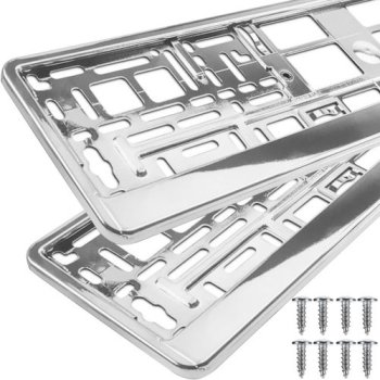 Universal License Plate Frames Xtrobb 22048, 2 Pack, Silver