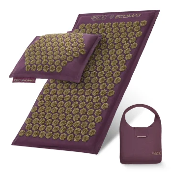4FIZJO ECO Acupressure Mat with Pillow 68 x 42 cm, Purple and Gold