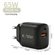 Tech-Protect NCA65W-GAN 65W 2-Port Wall Charger, Black