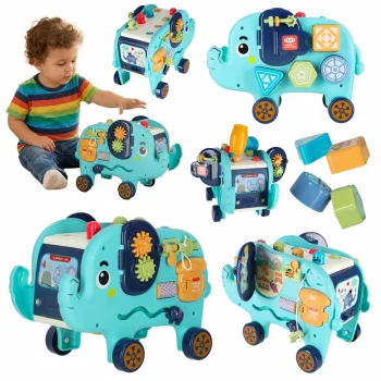 Montessori Elephant – Interactive Sorter and Pounding Toy with Hammer, 26 cm