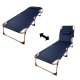 Luaro Folding Camping Bed with Adjustable Backrest 193 cm, Navy Blue