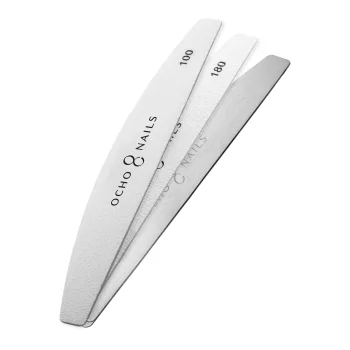 Ocho Nails Half-Moon Metal Nail File Base + 20 Replaceable Pads 100/180