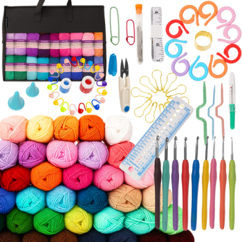 Maaleo 25885 Crochet Kit for Beginners, 113-Piece Set with Yarn and Bag