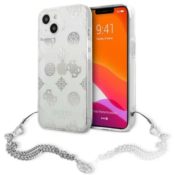 Guess iPhone 13 mini Case Peony Chain Collection, Silver