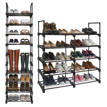 Ruhhy 10 Tier Shoe Rack Organizer for 20 Pairs Tall Metal Shoe Shelf, 45x30x174cm, black