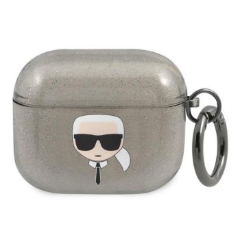 Karl Lagerfeld AirPods 3 Case Glitter Karl's Head, Black