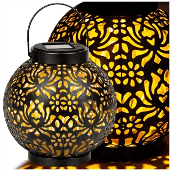 Decorative LED Solar Lantern, Black, Metal, 22 cm