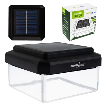 GreenBlue GB128 WW Solar LED Post Cap Light, 100x100mm, 3200K, Black