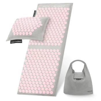 4FIZJO ECO Acupressure Mat with Pillow XL, Grey and Pink