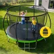4Fizjo 1219 PRO Kids Garden Trampoline with Safety Net, 374 cm (12FT), Green/Black
